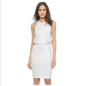 Badgley mischka white sequin dress